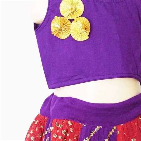 Red And Purple Sequins Kali Ghagra Set – Greenbell