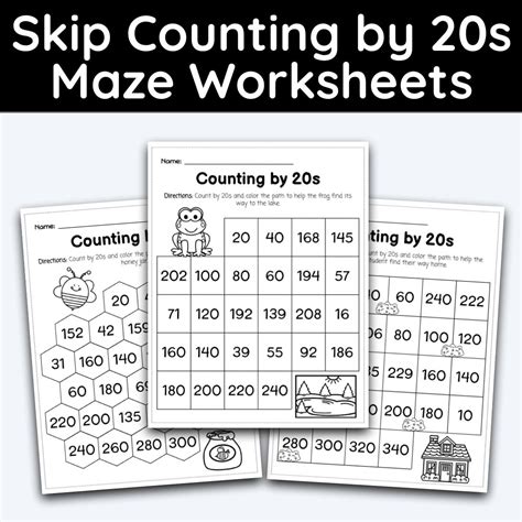 Number 20 Skip Counting Maze Worksheet