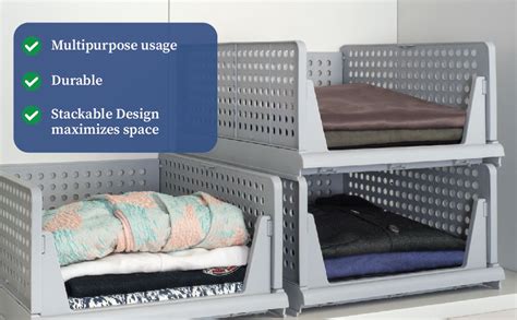 HomeStrap Set of 3, Stack it Up | Large Cloth Stacker | Foldable Shirt ...