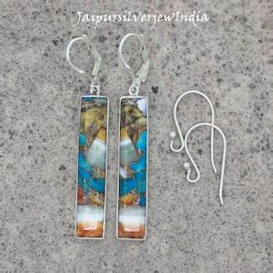 Buy Oyster Turquoise Earrings, Rectangle Turquoise Earrings, Spiny ...