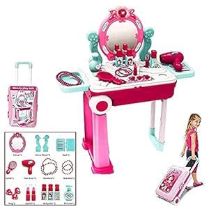 Buy Techno Buzz Deal® 2 in 1 Fashion Beauty Play Set Back Pack Trolley ...