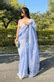Lilac Blue Chikanar Work Saree With Blouse