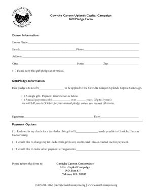 WA Cowiche Canyon Uplands Capital Campaign Gift/Pledge Form 2020-2026 ...