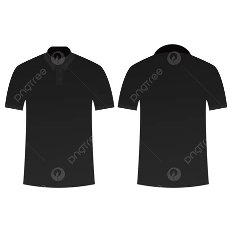 Plain Black Polo T Shirt Front Back