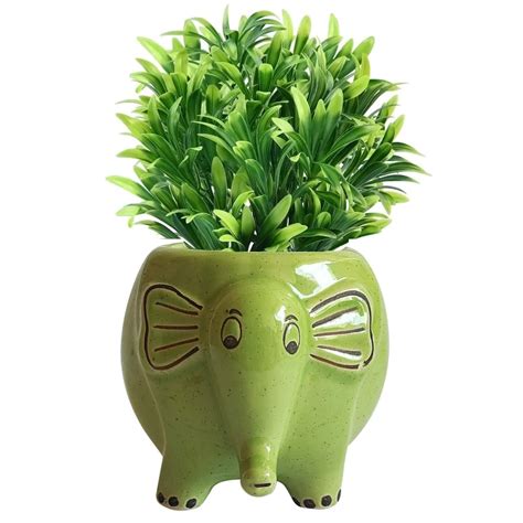 ALGEE Luminescence Baby Elephant Shaped Ceramic Indoor Flower Pot ...