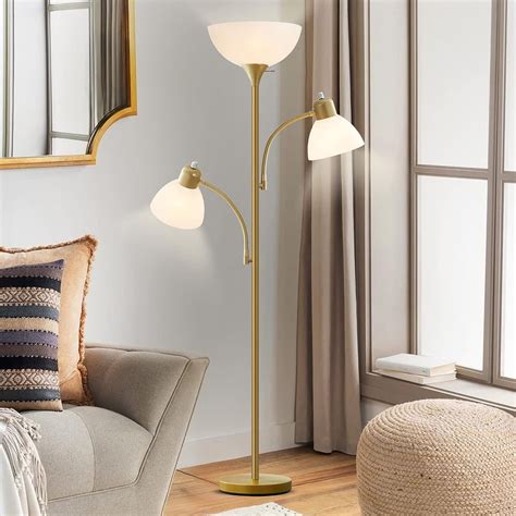 NATYSWAN Gold Torchiere Floor Lamp, 3-Light Tree, Tall Standing Lamp ...