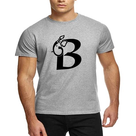 Buy HEYUZE Cotton Male Men's Round Neck Half Sleeve Alphabet B Ganesha ...