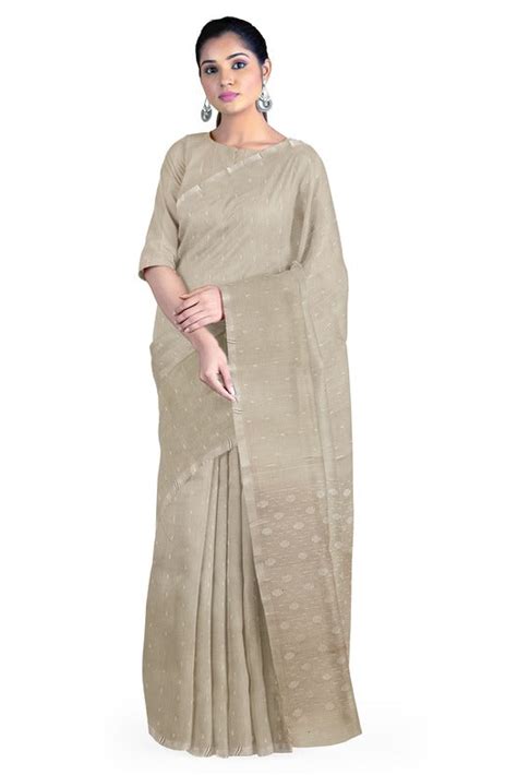 Classic Cream & White Handwoven Cotton Jamdani Saree by Balaram Saha