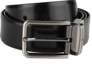 TOMMY HILFIGER Men Black, Maroon Genuine Leather Reversible Belt Black ...