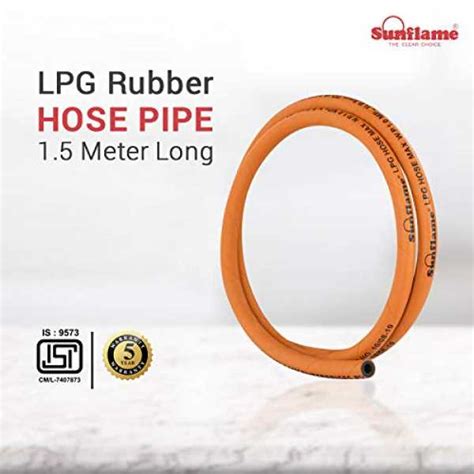 Sunflame LPG Rubber Hose Pipe, ISI Certified, Steel Wire Reinforced, 1. ...