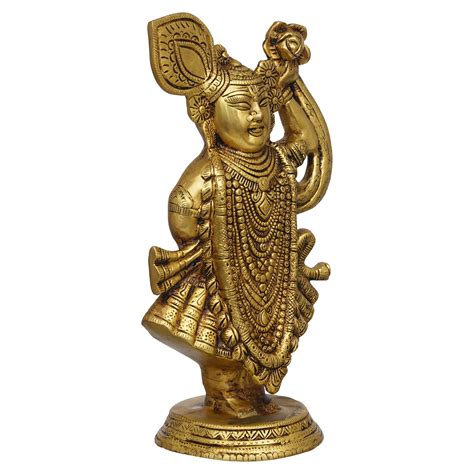 eCraftIndia Golden Brass Shreenath Ji Statue - Avatar of Shri Krishna