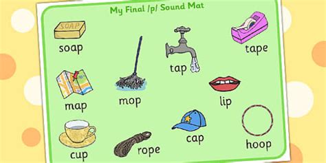 Final 'P' Sound Word Mat