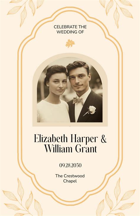 Free Wedding Poster Templates, Editable and Printable