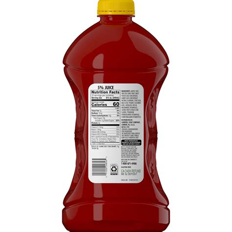 43 v8 juice nutrition facts label