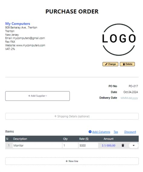 Image result for Purchase Order Generator with Image Inserted