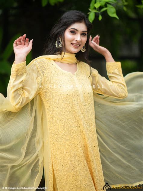 Yellow Viscose Chikankari Set – Wedding & Festive Wear