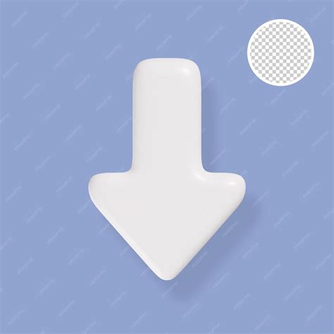 White volumetric 3d arrow on a transparent background points down ...