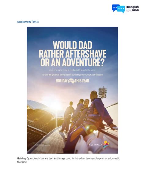 IB English GUYS Paper 1: Analyzing Australian Domestic Tourism Ads ...