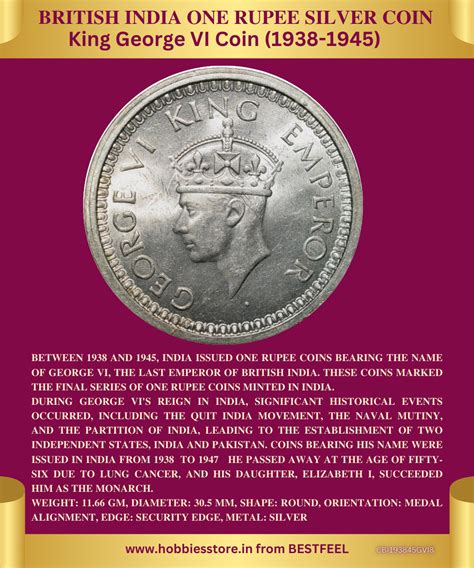 King George VI One Rupee Silver Coin (1938-1945) (Demonetized & Collec ...
