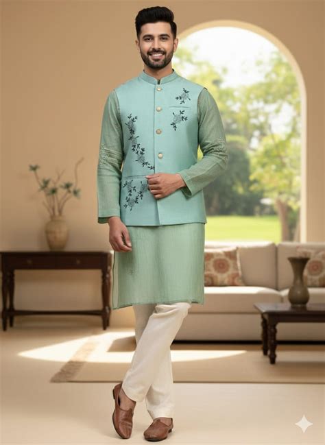 Cotton Men Kurta set - Light Green – Charkha Tales