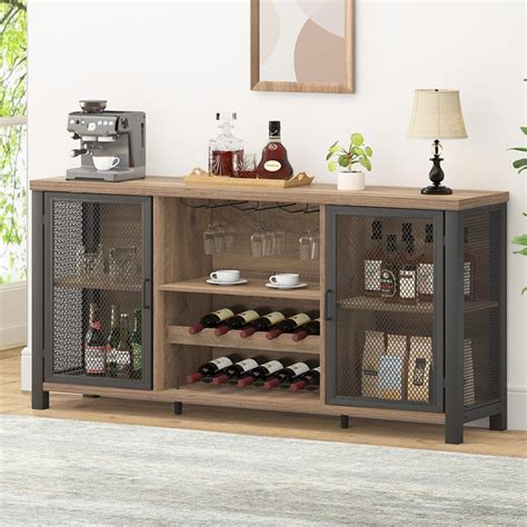 Launica Wine Bar Cabinet, Industrial Coffee Bar Cabinet Farmhouse for ...