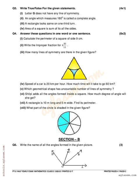 Class 5 Maths Question Paper 的图像结果