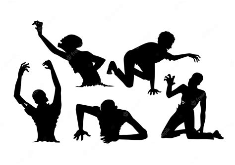 Silhouette zombie in resurrection action and crawl on the floor ...