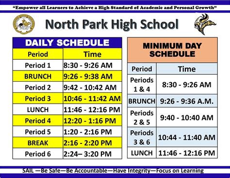 Bell Schedule – About Us – North Park High School