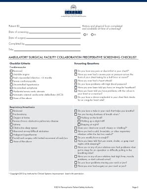 Fillable Online patientsafetyauthority Ambulatory Surgical Facility ...
