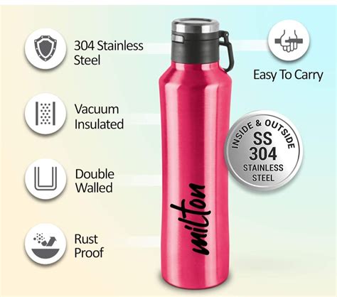 Milton Gulp 1100 Thermosteel 24 Hours Hot or Cold Water Bottle, 940 ml ...