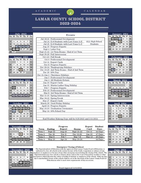 Lamar County Schools Calendar 2023-2024 in PDF - School Calendar Info