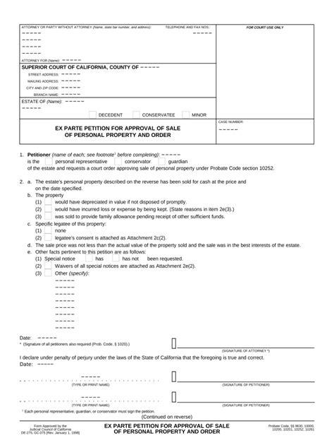 CA-DE-275 - Blank Fillable Template | Fill Out, Print & Download PDF ...