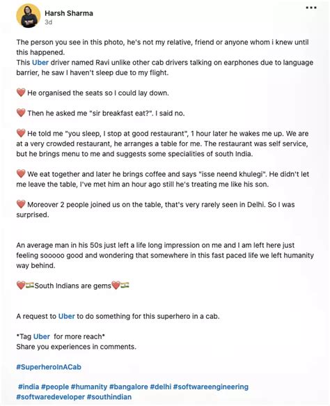 Uber Driver's Kind Gesture Wins Hearts