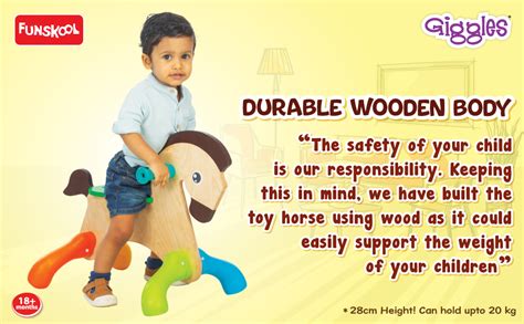 Funskool Giggles - My First Pony, Ride On Toy, Wooden, Ride-on for ...