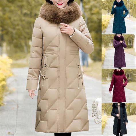 Lovskoo 2024 Womens Winter Coats Hooded Quilted Jacket Long Sleeve Faux ...