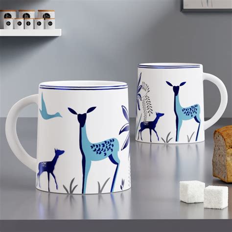 Buy The Earth Store Stag Blue Coffee Mug Set of 2 to Gift to Best ...