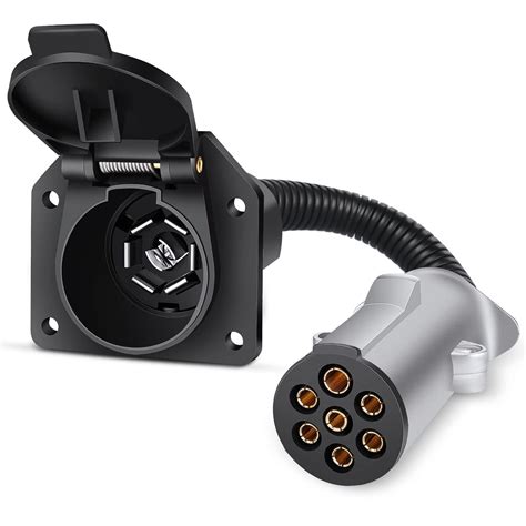 Nilight 7 Pin to 7 Way RV Blade Trailer Adapter, Electric Connector for Semi Truck, Tractor ...