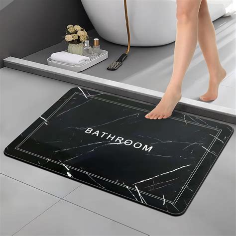 Shop Now Marble Print Anti-Skid Bathroom Mats – Water Absorbing Bath ...