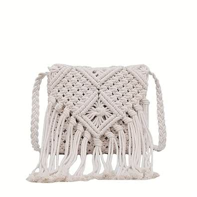 HIBA Handbag Cotton Crochet Tassel Macrame Purse Envelope Clutch Bag ...