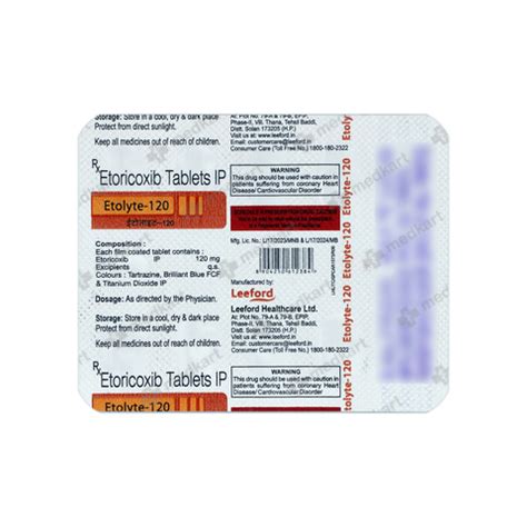ETOLYTE 120MG TAB 1X10, Price, Composition & Generic Alternatives - Medkart