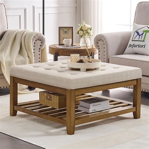 Living Room Footstool SONGMICS Reversible Ottoman With Storage - 660 Lb ...