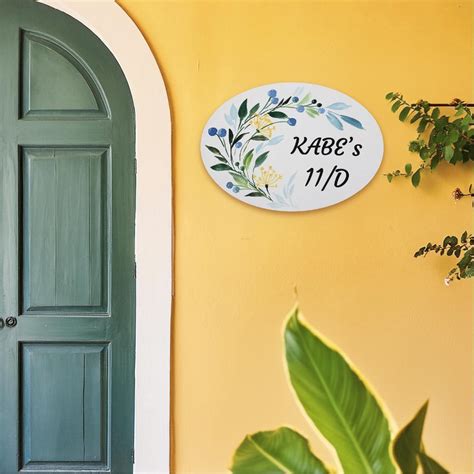 Berry - Hand-painted Floral Nameplate - Oval – acrylicsheetsindia