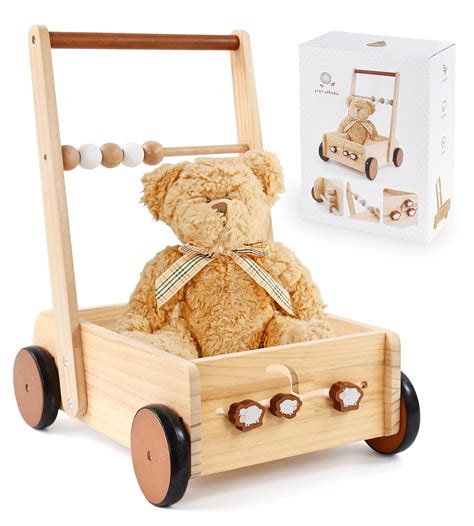 Buy PairPear Wooden Baby Walker Push Toys,Adjustable Speed Nature Wood ...