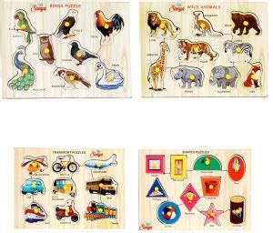like sanya Five Wooden Puzzles Animals, Birds, Shapes, Transport, Body ...