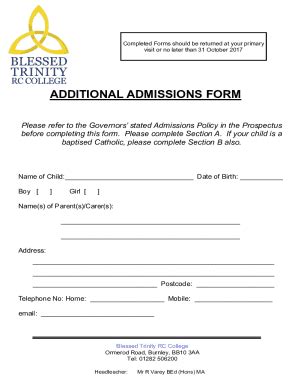 Fillable Online ADDITIONAL ADMISSIONS FORM Fax Email Print - pdfFiller