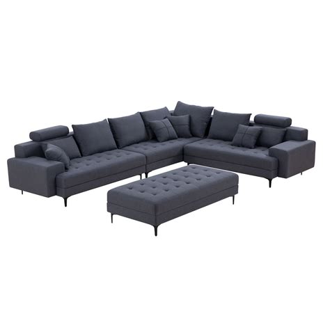 Dark Grey Sectional Sofa Couch,144'' Wide Reversible L-Shaped Sofa ...