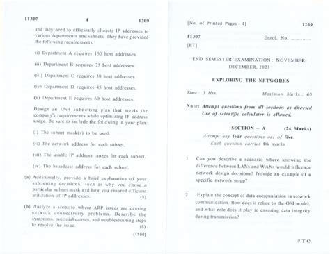 IT307 Final Exam: IPv4 Subnetting Plan and Network Design Analysis ...
