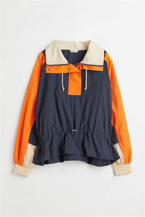 Foldable popover jacket - Navy blue/Orange - Ladies | H&M IN