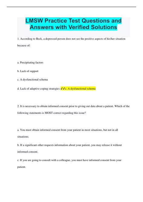 LMSW Practice Test Questions and Answers with Verified Solutions - LMSW ...