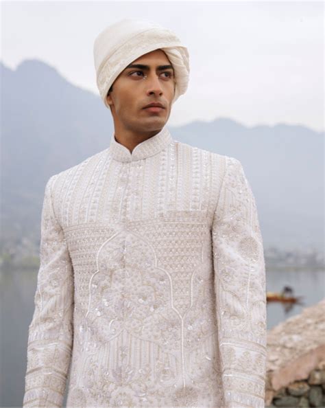 Latest designer sherwani set- Rupert Beige Sherwani Set
